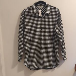 Barena Black White Gingham Flannel Women's Shirt, XS, Cotton Italian NWT